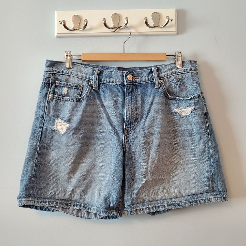 Uniqlo High Waist Distressed Denim Shorts